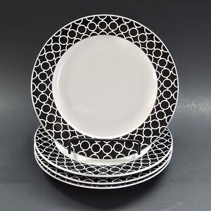 COVENTRY BEAUTIFUL "ORION BLACK" SALAD PLATES - SIZE 8" ROUND - 1 SET OF 4 *SEE